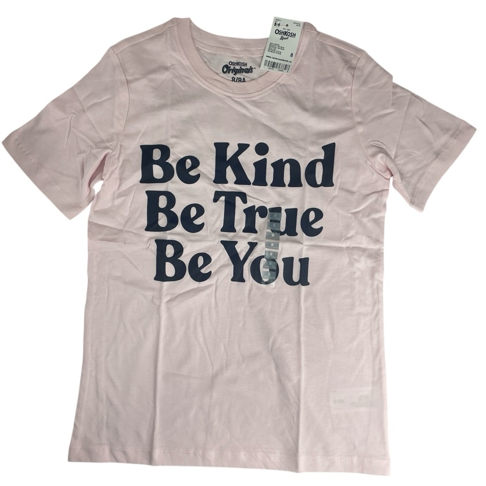 OshKosh B'gosh Kids Pink Shirt Day Short Sleeve T Shirt Be Kind Size 8 NWT